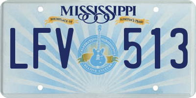 MS license plate LFV513