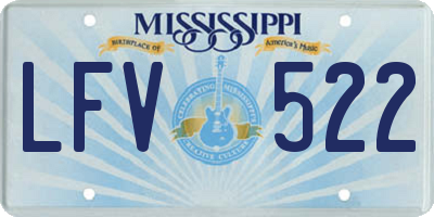 MS license plate LFV522