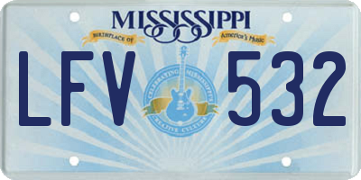 MS license plate LFV532