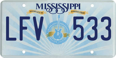 MS license plate LFV533