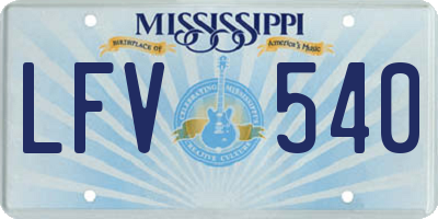 MS license plate LFV540