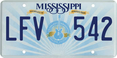 MS license plate LFV542