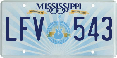 MS license plate LFV543
