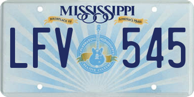 MS license plate LFV545