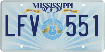 MS license plate LFV551