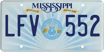 MS license plate LFV552