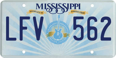 MS license plate LFV562