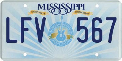 MS license plate LFV567