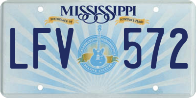 MS license plate LFV572