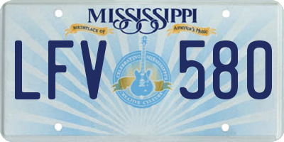 MS license plate LFV580