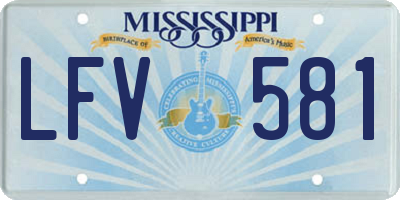 MS license plate LFV581