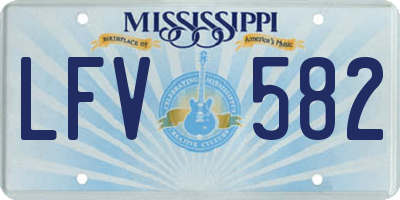 MS license plate LFV582