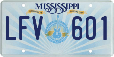 MS license plate LFV601