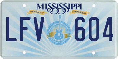 MS license plate LFV604
