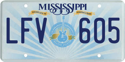 MS license plate LFV605