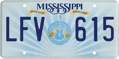 MS license plate LFV615