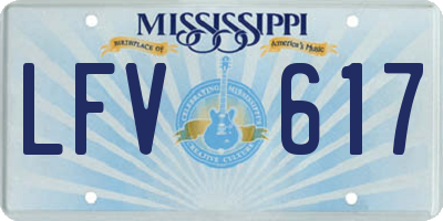 MS license plate LFV617