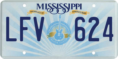 MS license plate LFV624