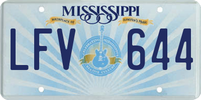 MS license plate LFV644