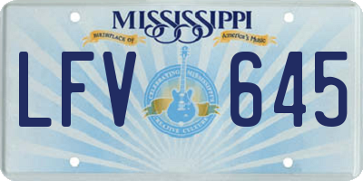 MS license plate LFV645