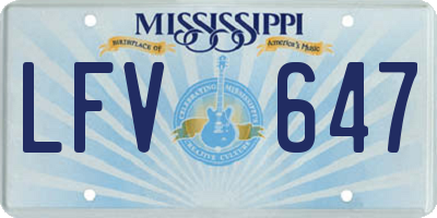 MS license plate LFV647