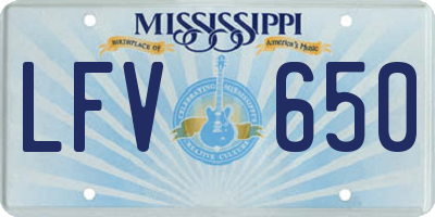 MS license plate LFV650