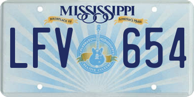 MS license plate LFV654