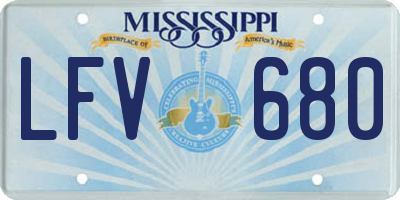MS license plate LFV680