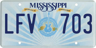 MS license plate LFV703