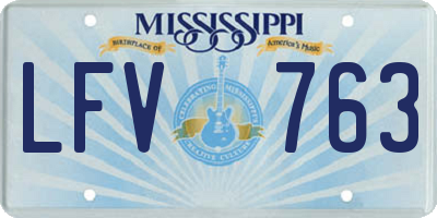 MS license plate LFV763
