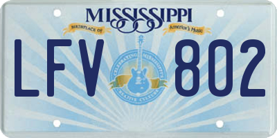 MS license plate LFV802