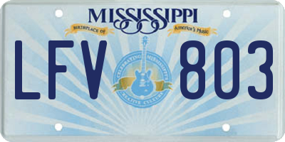 MS license plate LFV803