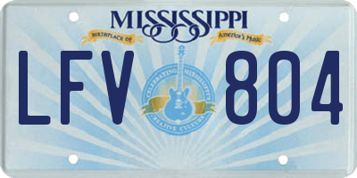 MS license plate LFV804