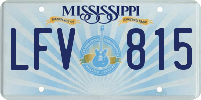MS license plate LFV815