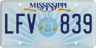 MS license plate LFV839