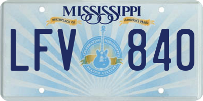 MS license plate LFV840