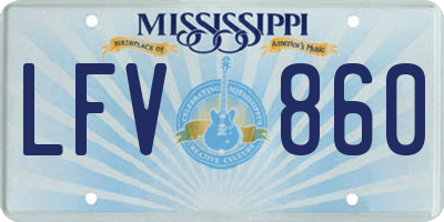 MS license plate LFV860