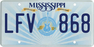 MS license plate LFV868