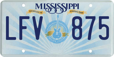 MS license plate LFV875