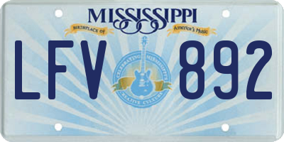 MS license plate LFV892
