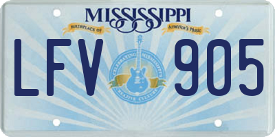 MS license plate LFV905