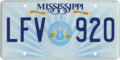 MS license plate LFV920