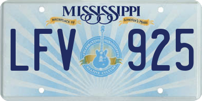 MS license plate LFV925