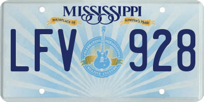 MS license plate LFV928