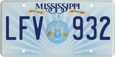 MS license plate LFV932