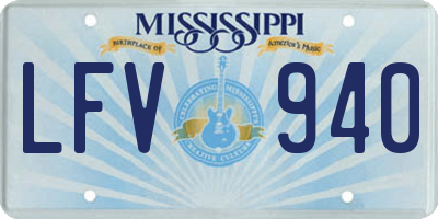 MS license plate LFV940