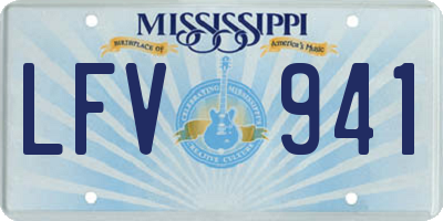 MS license plate LFV941