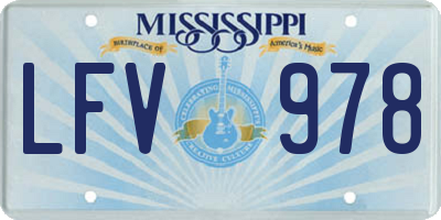 MS license plate LFV978