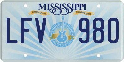 MS license plate LFV980