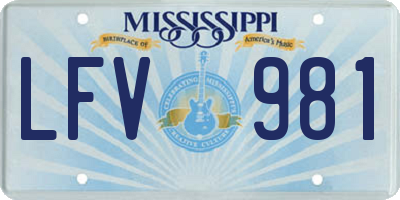 MS license plate LFV981